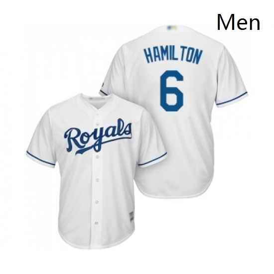 Mens Kansas City Royals 6 Billy Hamilton Replica White Home Cool Base Baseball Jersey